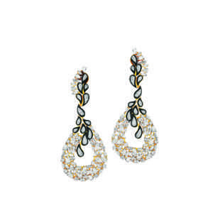 Diamond & Black Enamel Earring