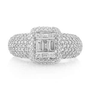 Pavé Round Baguette Ring
