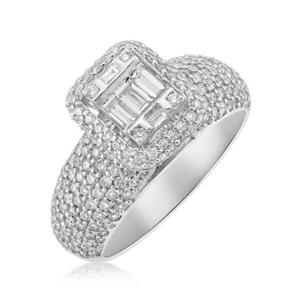 Pavé Round Baguette Ring - Image 2