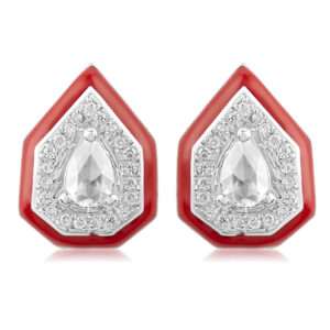 Drop Diamond Earrings in Red