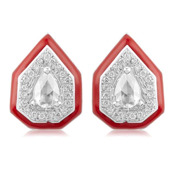 Drop Diamond Earrings in Red