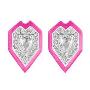 Heart Diamond Earrings in Fuchsia