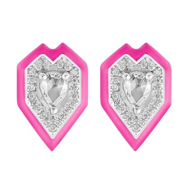 Heart Diamond Earrings in Fuchsia
