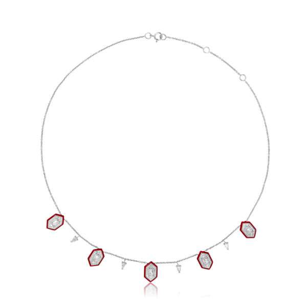 Hexagonal Diamond Choker in Red