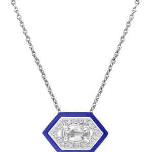 Hexagonal Diamond Pendant in Royal Blue