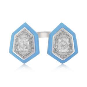Hexagonal Diamond Ring in Turquoise