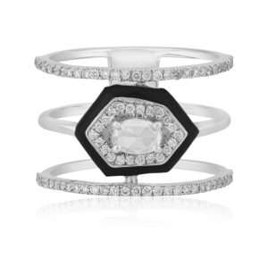 Hexagonal Triplet Diamond Ring