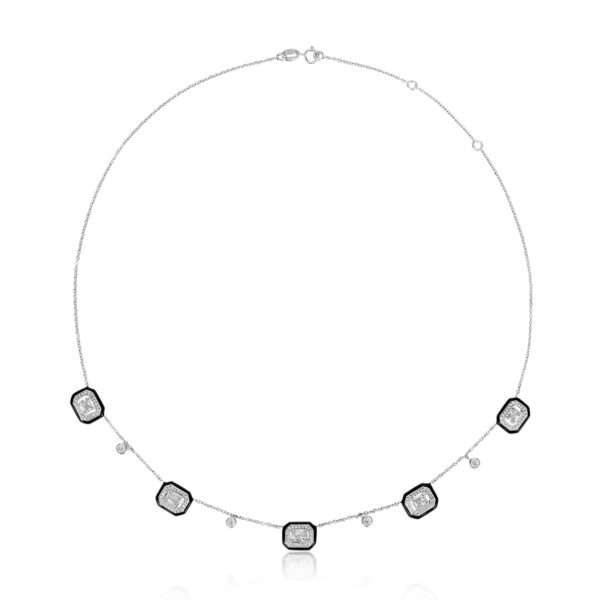 Rectangular Diamond Choker in Black