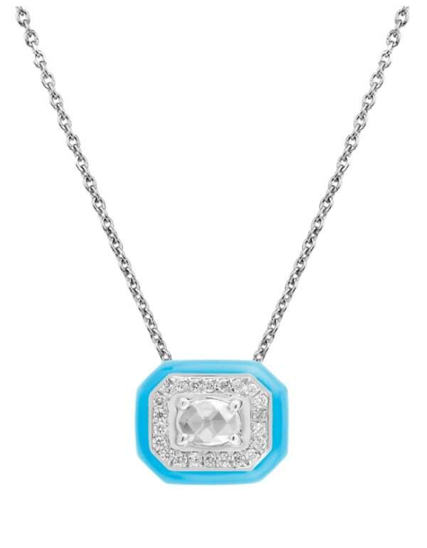 Rectangular Diamond Pendant in Blue