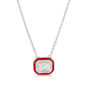 Rectangular Diamond Pendant in Red