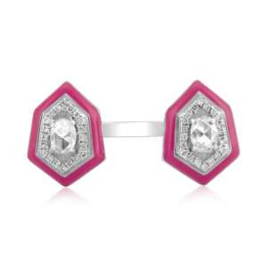 Drop Diamond Ring in Fuschia
