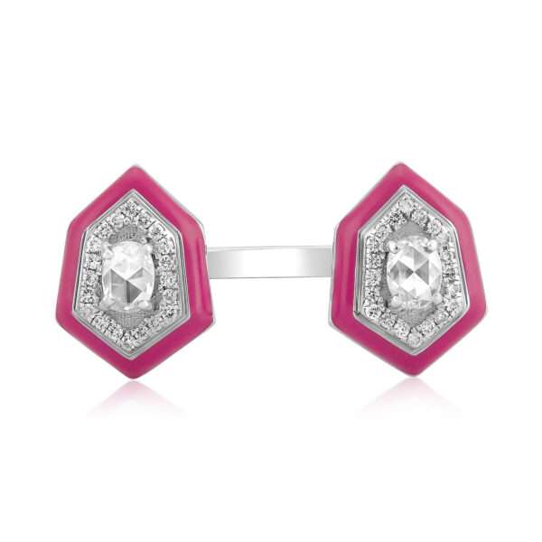 Drop Diamond Ring in Fuschia