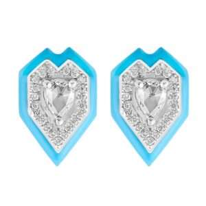 Heart Diamond Earrings in Turquoise