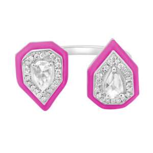 Double Drop Diamond Ring in Fuscia