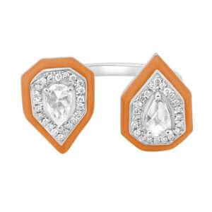 Double Drop Diamond Ring in Orange
