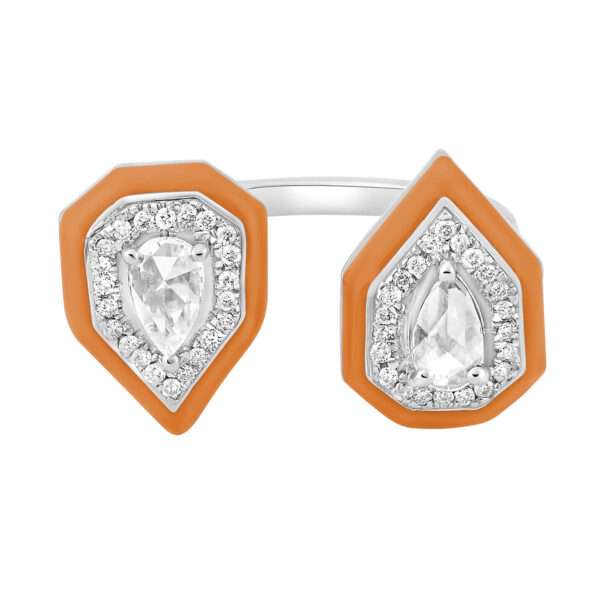 Double Drop Diamond Ring in Orange