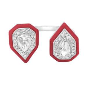 Double Drop Diamond Ring in Red