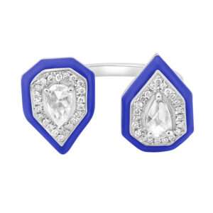 Double Drop Diamond Ring in Royal Blue