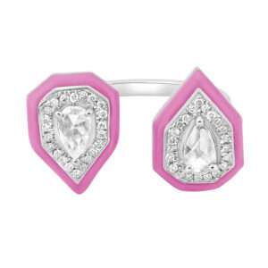 Double Drop Diamond Ring in Sakura Pink