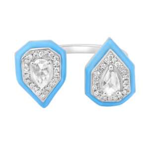 Double Drop Diamond Ring in Turquoise