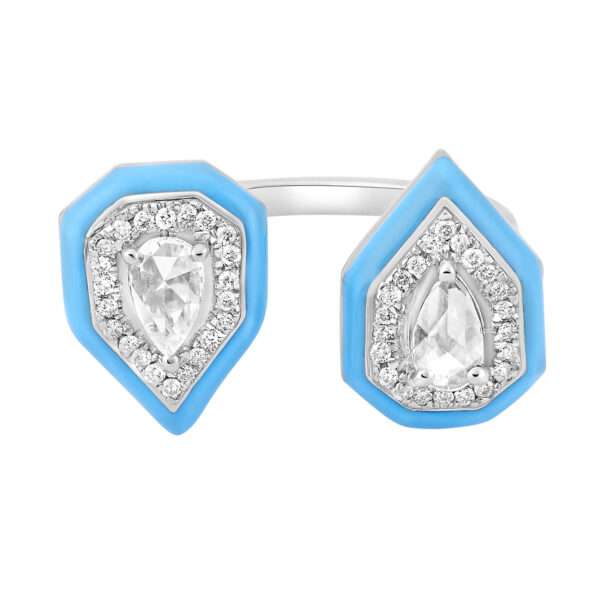 Double Drop Diamond Ring in Turquoise