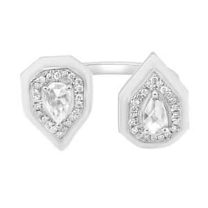 Double Drop Diamond Ring in White