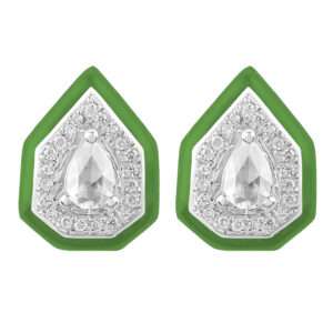 Drop Diamond Earrings in Forest green