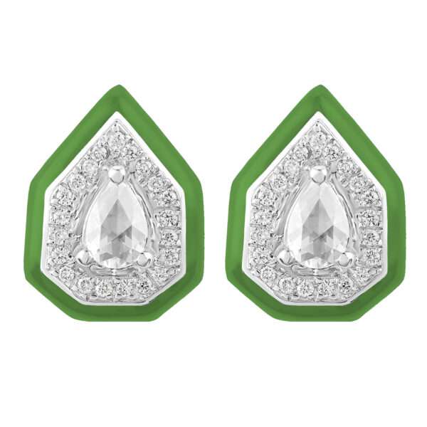 Drop Diamond Earrings in Forest green