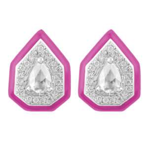 Drop Diamond Earrings in Pink