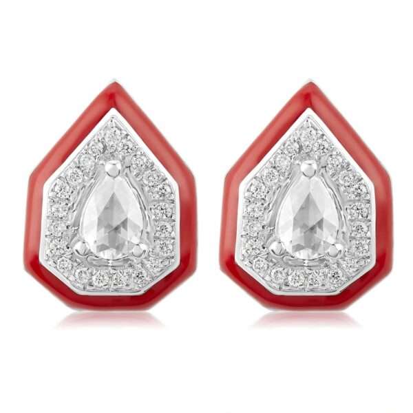 Drop Diamond Earrings in Red