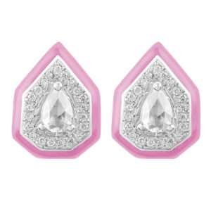 Drop Diamond Earrings in Sakura Pink