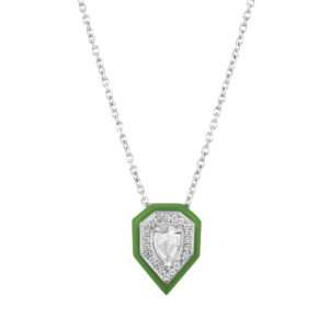 Drop Diamond Pendant in Forest Green