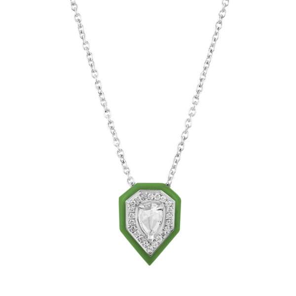 Drop Diamond Pendant in Forest Green