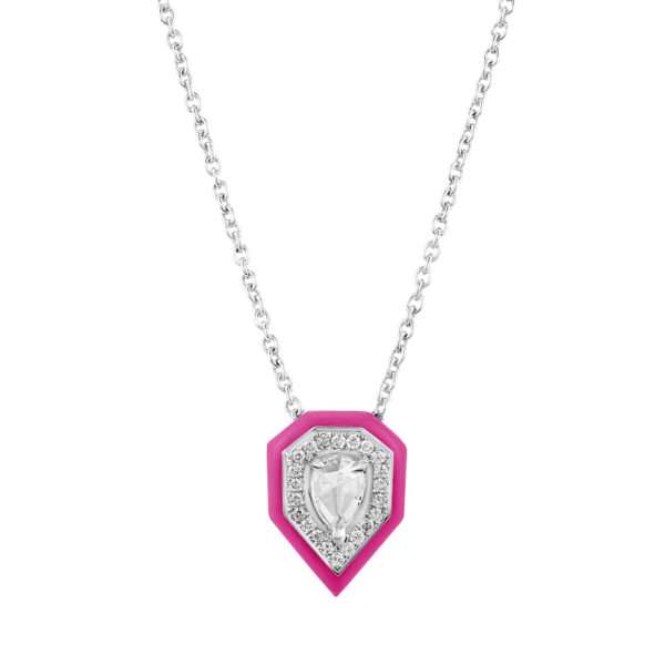 Drop Diamond Pendant in Pink