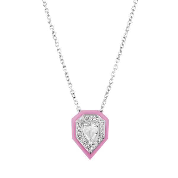 Drop Diamond Pendant in Sakura Pink