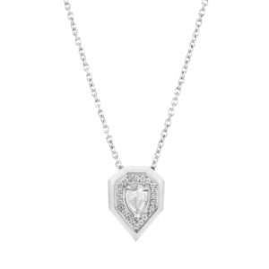 Drop Diamond Pendant in White