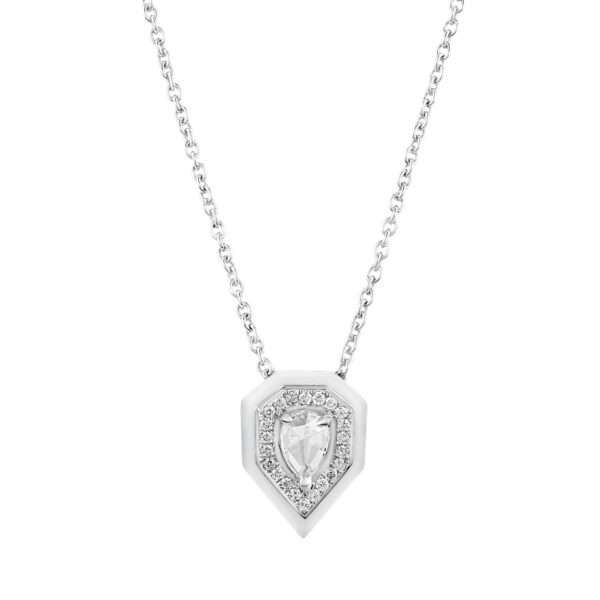 Drop Diamond Pendant in White