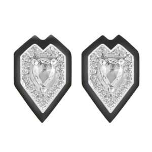 Heart Diamond Earrings in Black