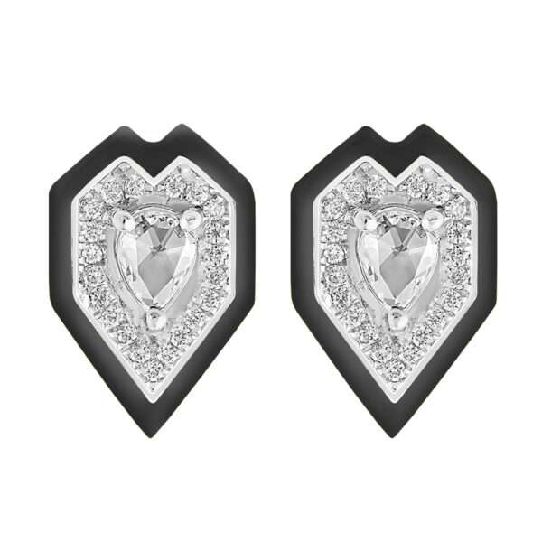 Heart Diamond Earrings in Black