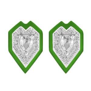 Heart Diamond Earrings in Green
