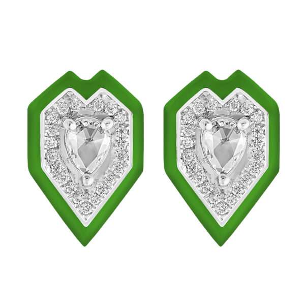 Heart Diamond Earrings in Green