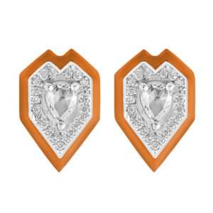 Heart Diamond Earrings in Orange