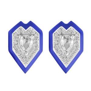 Heart Diamond Earrings in Royal Blue