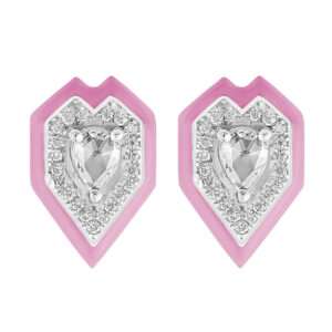 Heart Diamond Earrings in Sakura Pink