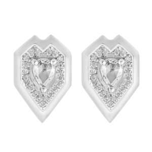 Heart Diamond Earrings in White