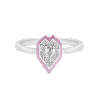 Heart Diamond Ring in Sakura Pink
