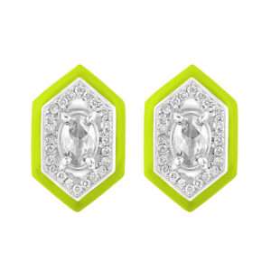Hexagonal Diamond Earrings in Lemon