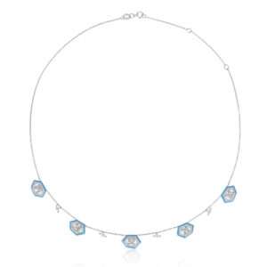 Hexagonal Diamond Necklace in Turquoise