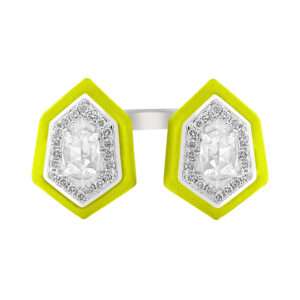 Hexagonal Doublet Diamond Ring in Lemon