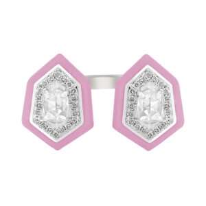 Hexagonal Doublet Diamond Ring in Sakura Pink
